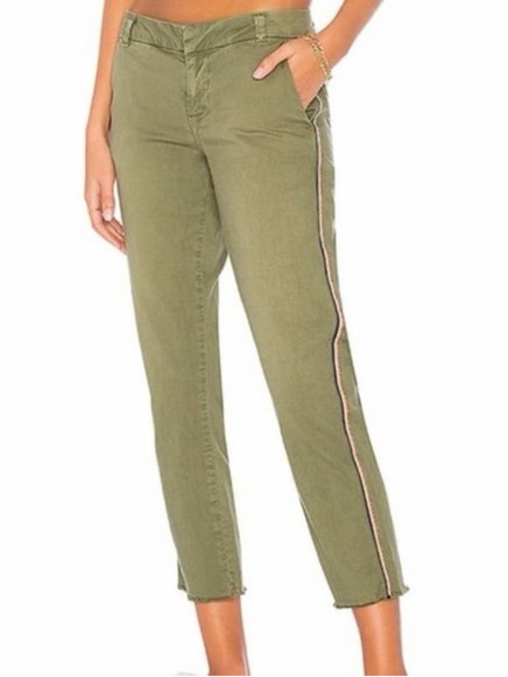 Sundry Le Soleil Twill Olive Green Chino Rainbow Side Stripe Piping (27)